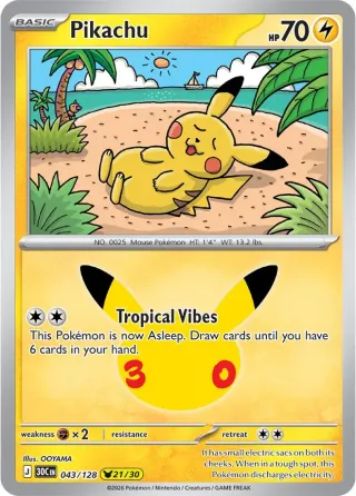 30th Celebration (M6a) #043 Pikachu Rare