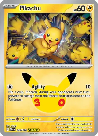 30th Celebration (M6a) #044 Pikachu Rare